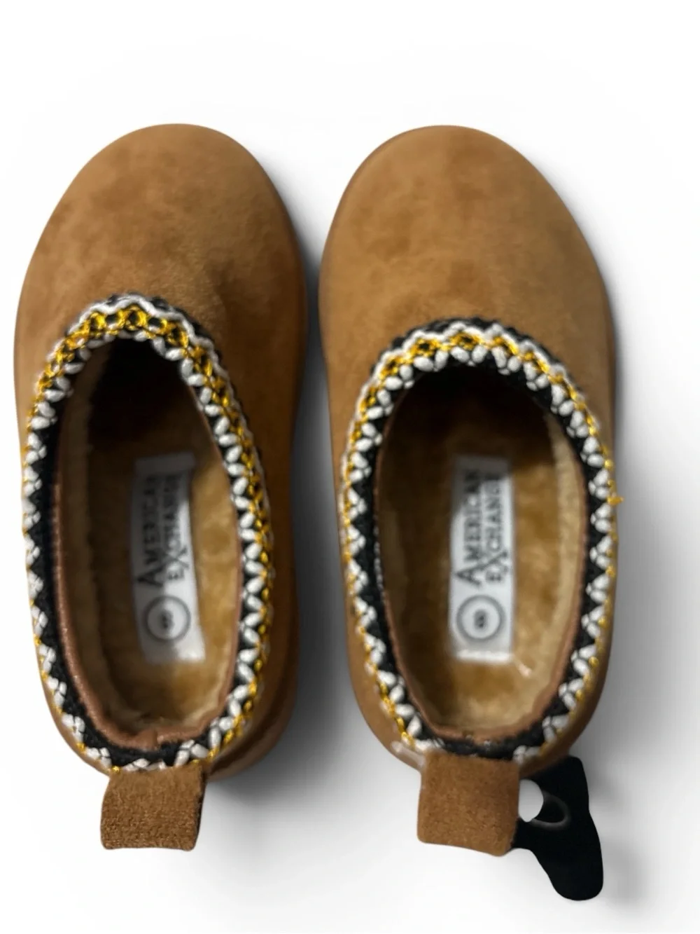 Toddler Size 8  American Exchange Brown Slip-On Cozy Shoes with Braided Trim